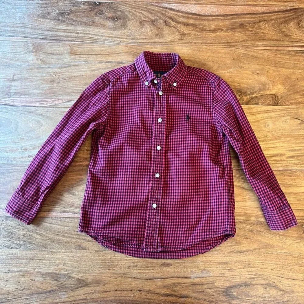 Ralph Lauren Black & Red Check Button Front Shirt Youth 6